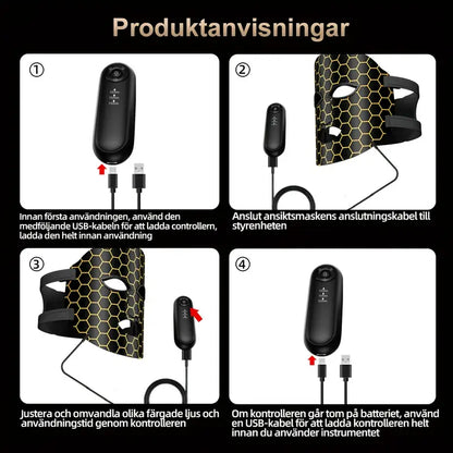 Professionell LED-ansiktsmask med 7 färger, uppladdningsbar
