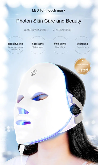 7-ljus LED-ansiktsmask - Hudföryngring och lyftande terapi