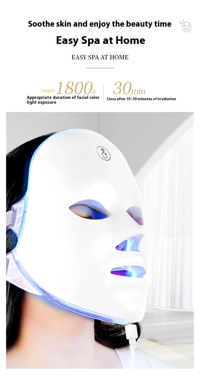 7-ljus LED-ansiktsmask - Hudföryngring och lyftande terapi