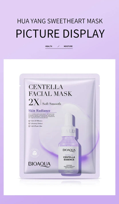 BIOAQUA Centella Collagen ansiktsmasker 20 st – återfuktande och uppfriskande sheet masks med hyaluronsyra