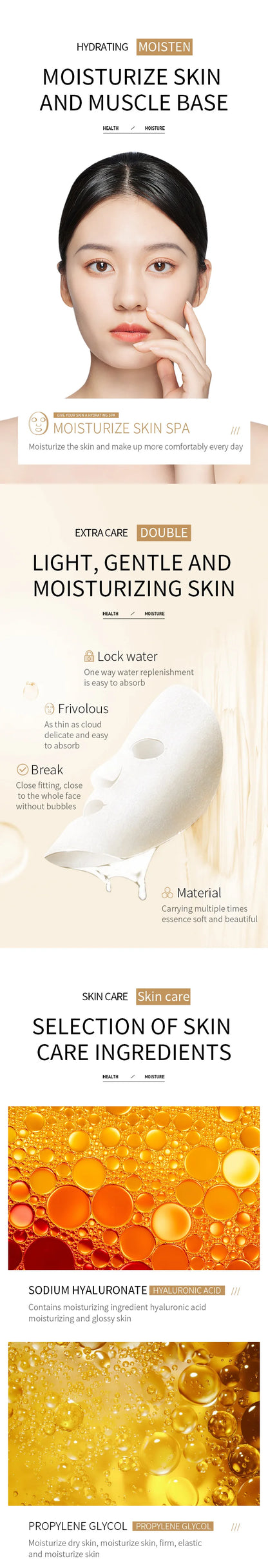 BIOAQUA Centella Collagen ansiktsmasker 20 st – återfuktande och uppfriskande sheet masks med hyaluronsyra