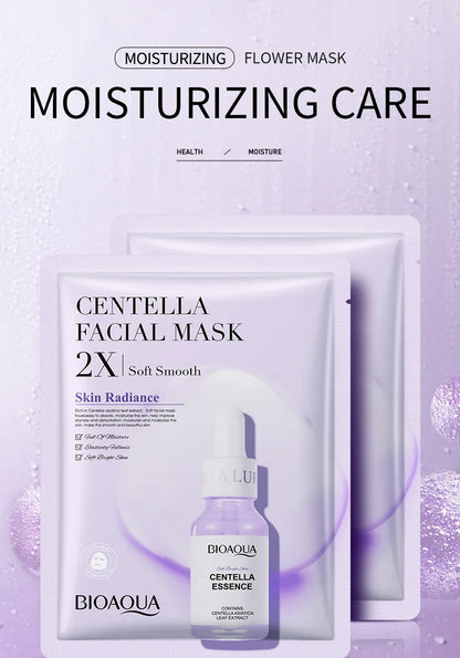 BIOAQUA Centella Collagen ansiktsmasker 20 st – återfuktande och uppfriskande sheet masks med hyaluronsyra