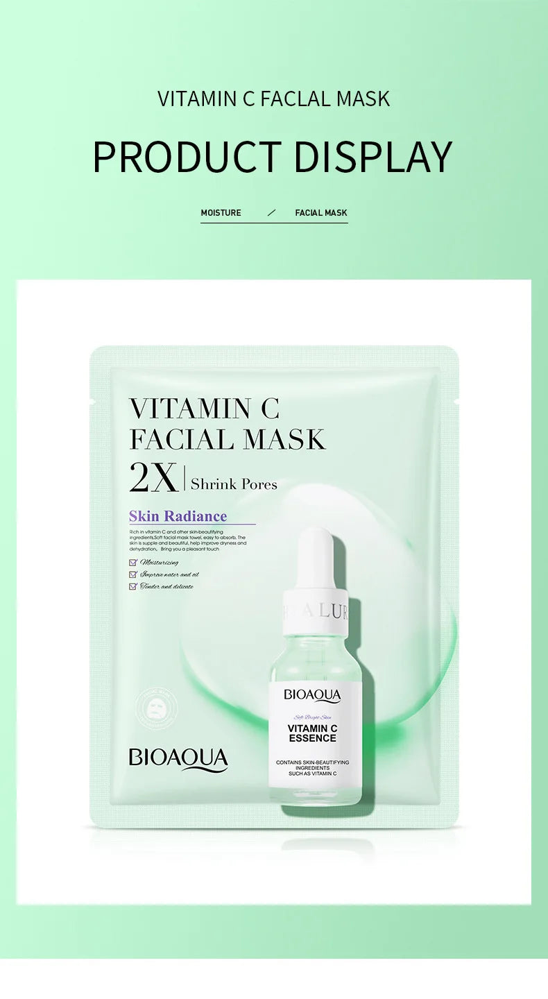 BIOAQUA Centella Collagen ansiktsmasker 20 st – återfuktande och uppfriskande sheet masks med hyaluronsyra