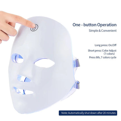 7-ljus LED-ansiktsmask och Halsmask- Hudföryngring och lyftande terapi