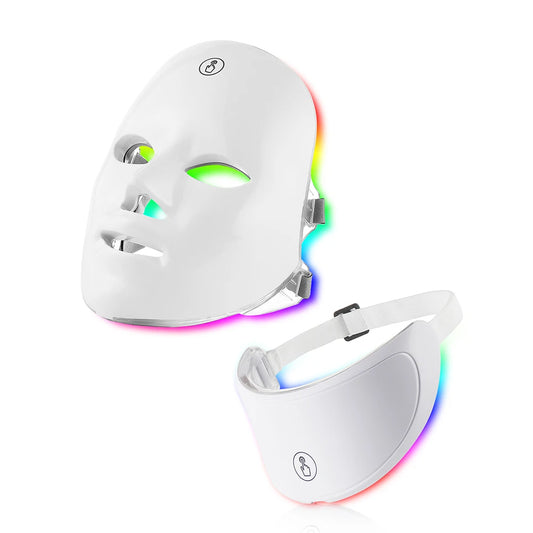7-ljus LED-ansiktsmask och Halsmask- Hudföryngring och lyftande terapi